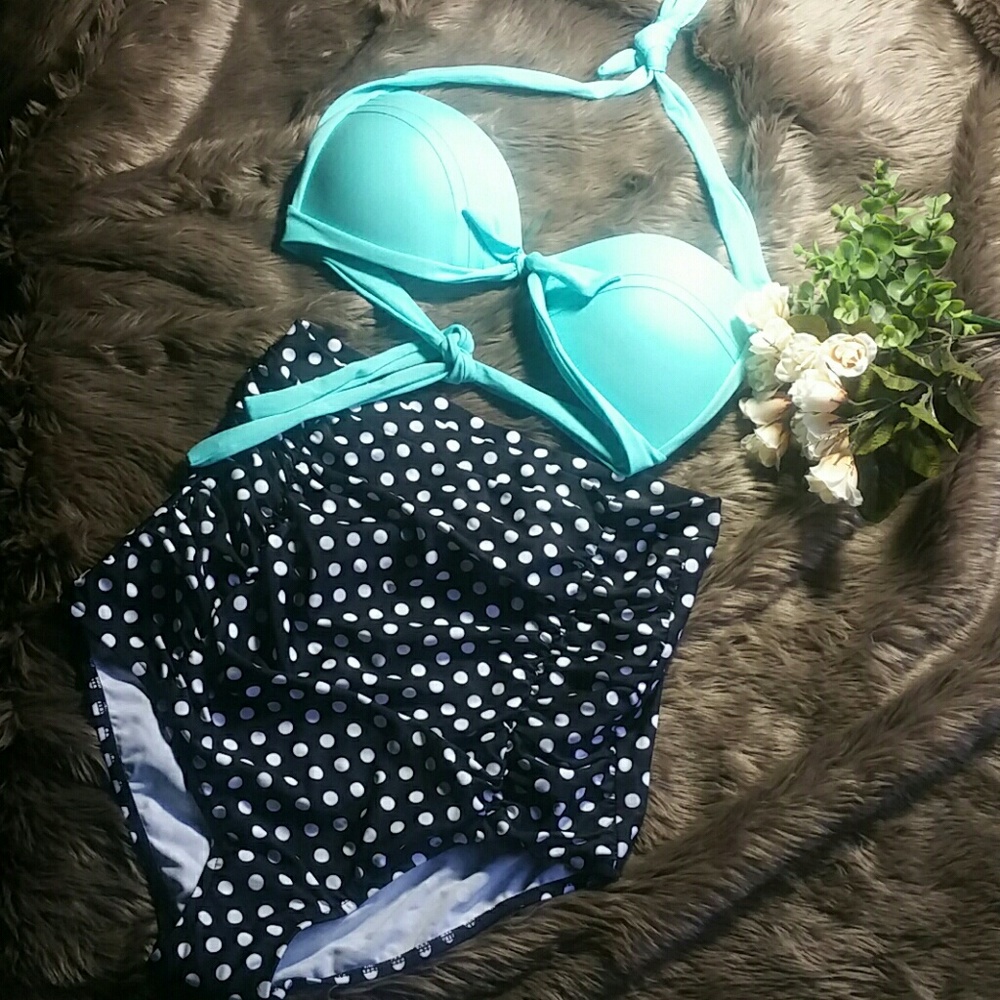 NWT Retro poka dot 2pc swim suit